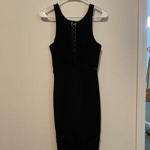 Black dress with lace cut outs